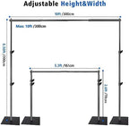 Pipe and Drape Photography Backdrop Stand Kit Adjustable Photo Background Stand 10ft x 6.5ft with Metal Base for, alternate