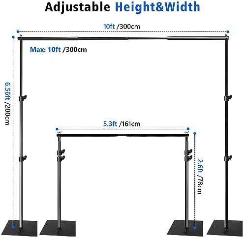 Pipe and Drape Photography Backdrop Stand Kit Adjustable Photo Background Stand 10ft x 6.5ft with Metal Base for, alternate