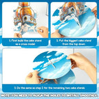 Pirate Nautical Cupcake Stand - 3 Tier Dessert Holder Decoration in Blue, White, Orange, alternate view 5