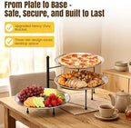 Pizza Pan Stand Set, 3-Tier Rack with 3 Stainless Pans, Knives & Clip in black, alternate view 4