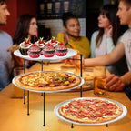 Pizza Stands Tiered Serving Tray Stand Sets Includes 1 Pcs Tiered Tray Stand 3 Stainless Steel Pizza Pan and 3, alternate
