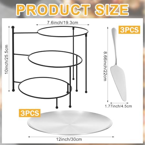 Pizza Stands Tiered Serving Tray Stand Sets Includes 1 Pcs Tiered Tray Stand 3 Stainless Steel Pizza Pan and 3, alternate