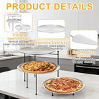 Pizza Stands Tiered Serving Tray Stand Sets Includes 1 Pcs Tiered Tray Stand 3 Stainless Steel Pizza Pan and 3, alternate
