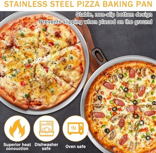 Pizza Stands Tiered Serving Tray Stand Sets Includes 1 Pcs Tiered Tray Stand 3 Stainless Steel Pizza Pan and 3, alternate