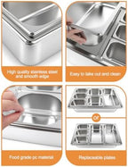 Pizza Topping Station 11 Pans Stainless Steel Salad Bar for Home in Silver, alternate view 3