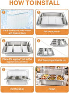 Pizza Topping Station 11 Pans Stainless Steel Salad Bar for Home in Silver, alternate view 5