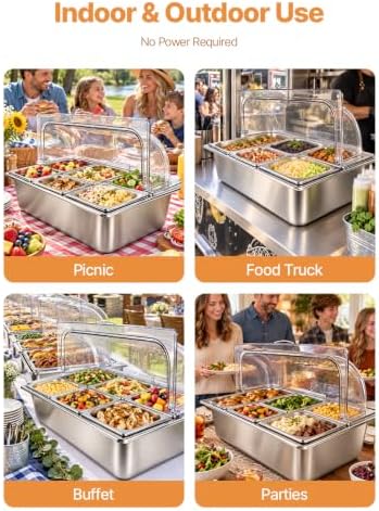 Pizza Topping Station 11 Pans Stainless Steel Salad Bar for Home in Silver, alternate view 6