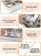 Pizza Topping Station 7 Pans Stainless Steel Salad Bar for Home in 7 Pans in Silver, alternate view 4