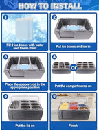 Pizza Topping Storage Station, 10 Grids Insulated Cold Food Buffet in Silver Flip Cover & Insulated Box, alternate view 7