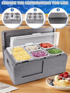 Pizza Topping Storage Station, 7 Grids Insulated Cold Food Buffet in Silver Flip Cover & Insulated Box, alternate view 6