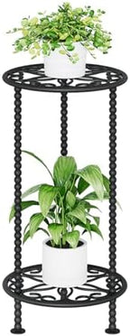 Plant Stand Indoor, 2 Tier Small Plant Stand, 23" Tall Metal Spindle Poles Plant Stands, Corner Flower Pot