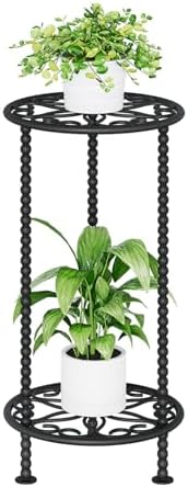 Plant Stand Indoor, 2 Tier Small Plant Stand, 23" Tall Metal Spindle Poles Plant Stands, Corner Flower Pot