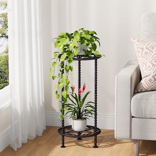 Plant Stand Indoor, 2 Tier Small Plant Stand, 23" Tall Metal Spindle Poles Plant Stands, Corner Flower Pot, alternate view 6