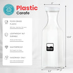Plastic 50 Oz Water Carafe with Flip Top Lid, Set of 6 Square Base Clear Plastic Juice Container Pitcher - for, alternate