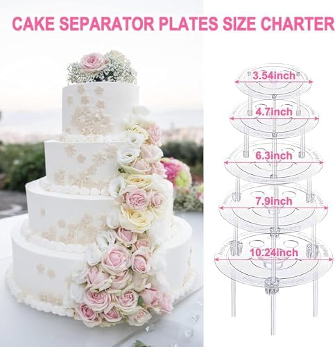 Plastic Cake Dowel Set: 40 Rods, 20 White Support, 5 Separator Plates for 4 to 12'' Cakes & 15 Clear Stacking, alternate view