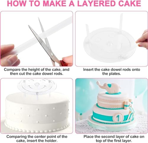 Plastic Cake Dowel Set: 40 Rods, 20 White Support, 5 Separator Plates for 4 to 12'' Cakes & 15 Clear Stacking, alternate view
