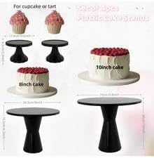 Plastic Cake Stand Set of 4 Round Dessert Display Stands Easy Assemble Stable for Wedding, Birthday, BBQ, Baby, alternate