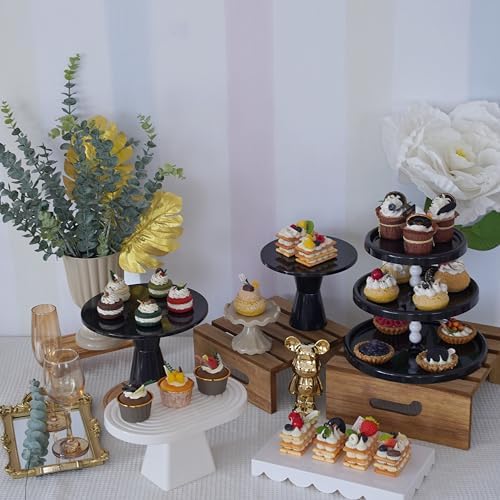 Plastic Cake Stand Set of 4 Round Dessert Display Stands Easy Assemble Stable for Wedding, Birthday, BBQ, Baby, alternate