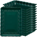 Plastic Christmass Green Serving Trays - Serving Platters Rectangle 9X13 Disposable Party Dish Includes 12 in