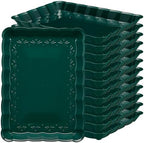 Plastic Christmass Green Serving Trays - Serving Platters Rectangle 9X13 Disposable Party Dish Includes 12 in