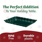 Plastic Christmass Green Serving Trays - Serving Platters Rectangle 9X13 Disposable Party Dish Includes 12 in, alternate view