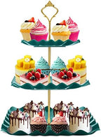 Plastic Dessert Cupcake Stand, 3 Tier Cupcake Tower Holder, Green in Green