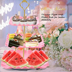 Plastic Dessert Cupcake Stand, 3 Tier Cupcake Tower Holder, Pink in Pink, alternate view 5