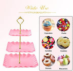 Plastic Dessert Cupcake Stand, 3 Tier Cupcake Tower Holder, Pink in Pink, alternate view 6