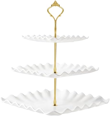 Plastic Dessert Cupcake Stand, 3 Tier Cupcake Tower Holder, White in White