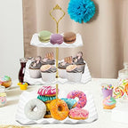 Plastic Dessert Cupcake Stand, 3 Tier Cupcake Tower Holder, White in White, alternate view 2