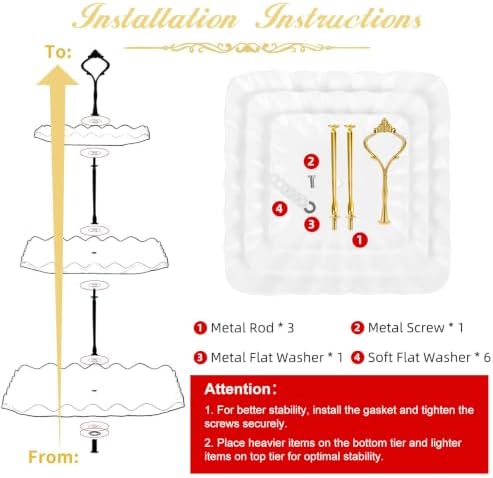 Plastic Dessert Cupcake Stand, 3 Tier Cupcake Tower Holder, White in White, alternate view 5