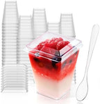 Plastic Dessert Cups with Lids and Spoons 5 oz 100 Pack in 5oz-100pack in Clear