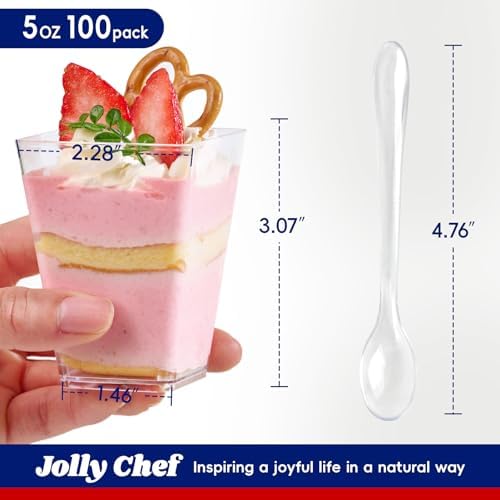 Plastic Dessert Cups with Lids and Spoons 5 oz 100 Pack in 5oz-100pack in Clear, alternate view 3