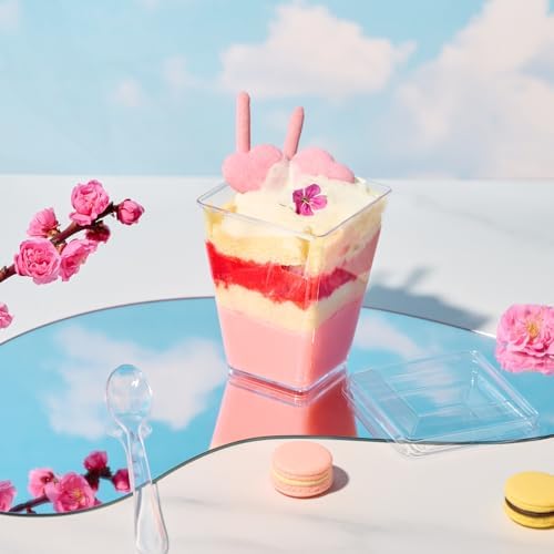 Plastic Dessert Cups with Lids and Spoons 5 oz 100 Pack in 5oz-100pack in Clear, alternate view 5