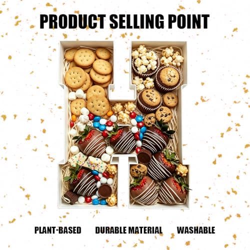 Plastic Fillable Letter Charcuterie Box, 10in Reusable Alphabet Shaped Tray for Birthday Anniversaries, Party, alternate view