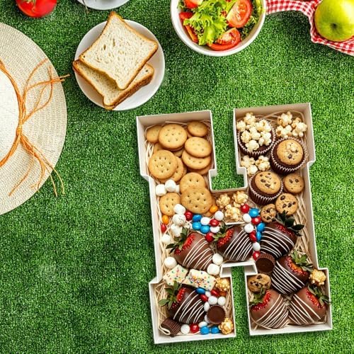 Plastic Fillable Letter Charcuterie Box, 10in Reusable Alphabet Shaped Tray for Birthday Anniversaries, Party, alternate view