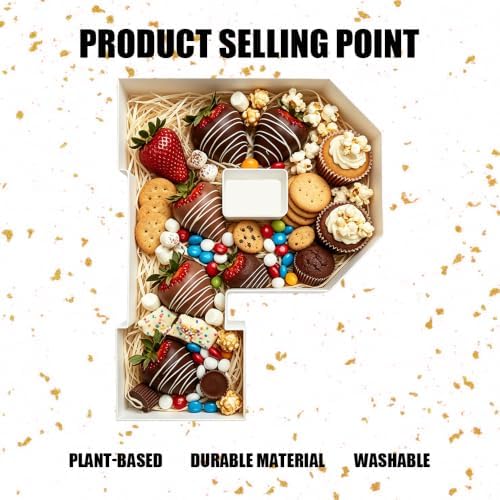 Plastic Fillable Letter Charcuterie Box, 10in Reusable Alphabet Shaped Tray for Birthday Anniversaries, Party, alternate view
