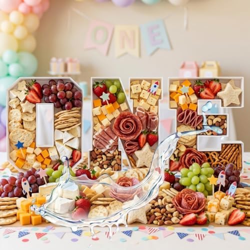 Plastic Fillable Letter Charcuterie Box, 10in Reusable Alphabet Shaped Tray for Birthday Anniversaries, Party, alternate view