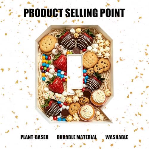 Plastic Fillable Letter Charcuterie Box, 10in Reusable Alphabet Shaped Tray for Birthday Anniversaries, Party, alternate view