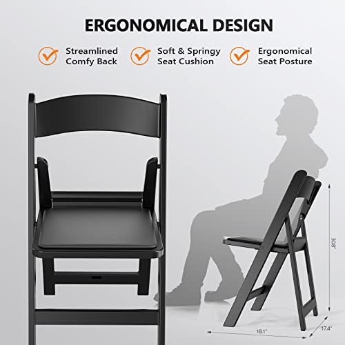 Plastic Folding Chair with Padded Seat, Resin Foldable Chairs with Soft Cushion, Comfortable and Sturdy, alternate view 3