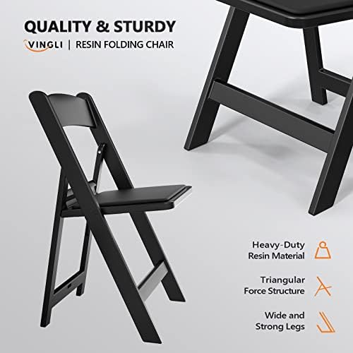 Plastic Folding Chair with Padded Seat, Resin Foldable Chairs with Soft Cushion, Comfortable and Sturdy, alternate view 4