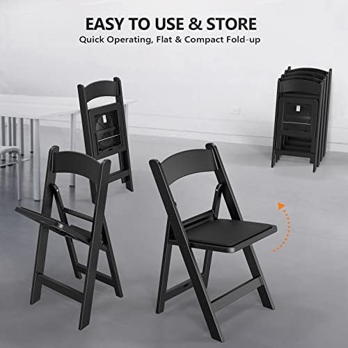 Plastic Folding Chair with Padded Seat, Resin Foldable Chairs with Soft Cushion, Comfortable and Sturdy, alternate view 6
