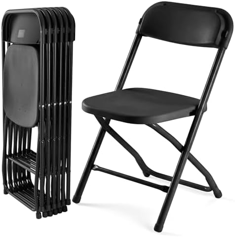 Plastic Folding Chairs 6 Pack, Patio Dining Foldable, Outdoor