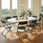 Plastic Folding Chairs 6 Pack, Patio Dining Foldable, Outdoor, alternate view 2