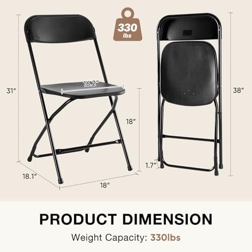 Plastic Folding Chairs 6 Pack, Patio Dining Foldable, Outdoor, alternate view 3