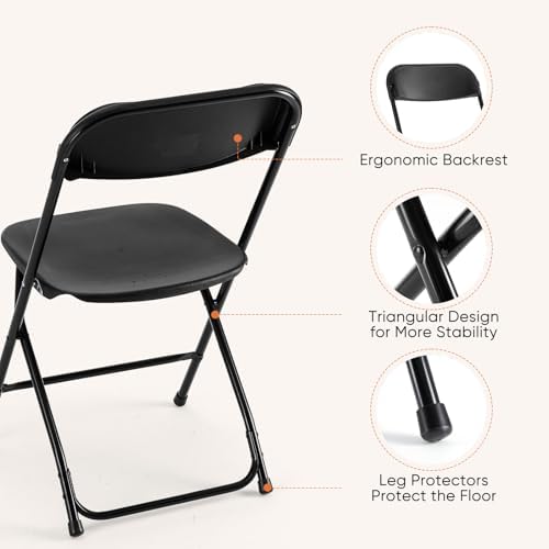 Plastic Folding Chairs 6 Pack, Patio Dining Foldable, Outdoor, alternate view 5