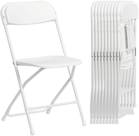 Plastic Folding Chairs Set of 100, White Plastic Folding Chairs, Perfect for Party Event Outside Entertaining