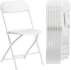 Plastic Folding Chairs Set of 100, White Plastic Folding Chairs, Perfect for Party Event Outside Entertaining