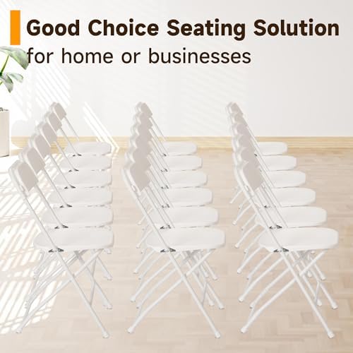 Plastic Folding Chairs Set of 100, White Plastic Folding Chairs, Perfect for Party Event Outside Entertaining, alternate view
