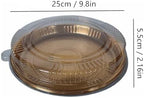 Plastic Gold Platter Food Serving Tray with Clear Lid and Forks, 10 inch Round Disposable Catering Trays, alternate view 3